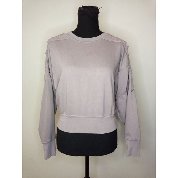 Nike Sportswear Dri-Fit Women's Lace Up Lilac Cropped Crewneck Sweatshirt XS - Picture 1 of 8